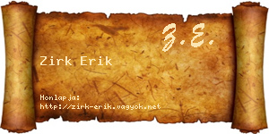 Zirk Erik névjegykártya